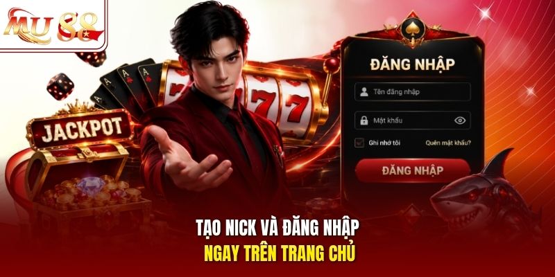 Tạo nick và đăng nhập ngay trên trang chủ